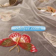 Ткань Сетка с вышивкой (бабочки)